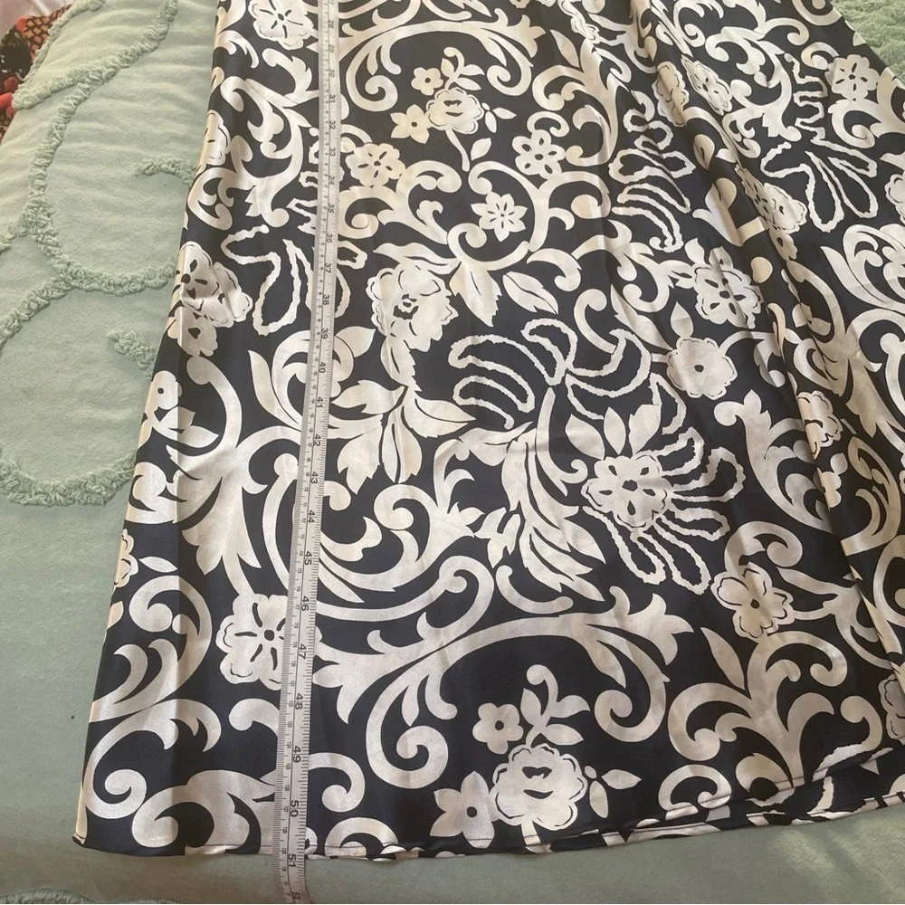 Natori Vintage Full Zip Caftan Robe & Gown Set Navy Neiman Marcus Long Kimono M